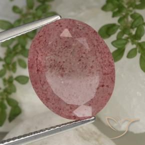 Quarzo fragola Rosso medio naturale da 10.11 ct, Ovale, Traslucido