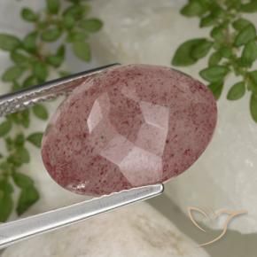 Quarzo fragola Rosso medio naturale da 10.11 ct, Ovale, Traslucido