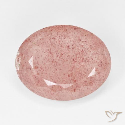 11.72ct Naturale Pale Red Orange Quarzo Fragola, Ovale, Traslucido
