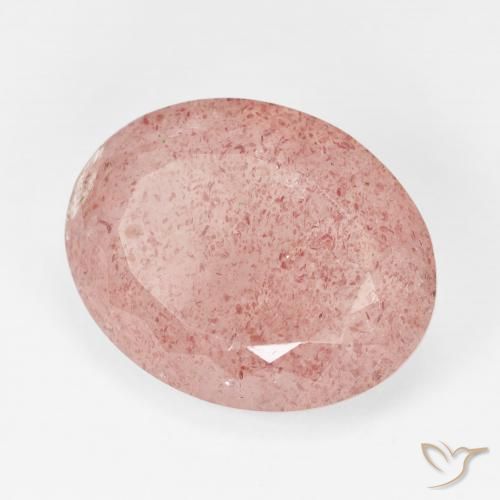 Quarzo fragola Pale Red Orange naturale da 11.72 ct, Ovale, Traslucido