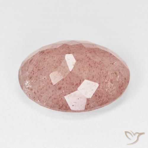 Quarzo fragola Pale Red Orange naturale da 11.72 ct, Ovale, Traslucido