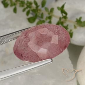 Quarzo fragola Rosa intenso naturale da 13.38 ct, Ovale, Traslucido