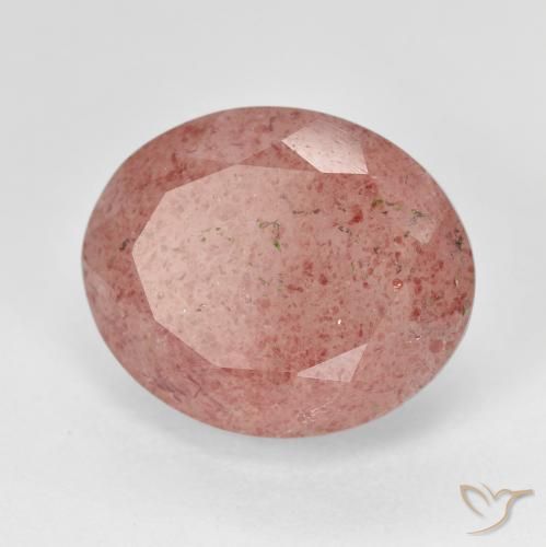 Quarzo fragola Rosso medio naturale da 11.60 ct, Ovale, Traslucido