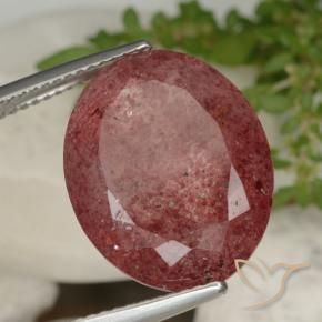 Quarzo fragola Sangria rossa naturale da 13.92 ct, Ovale, Traslucido