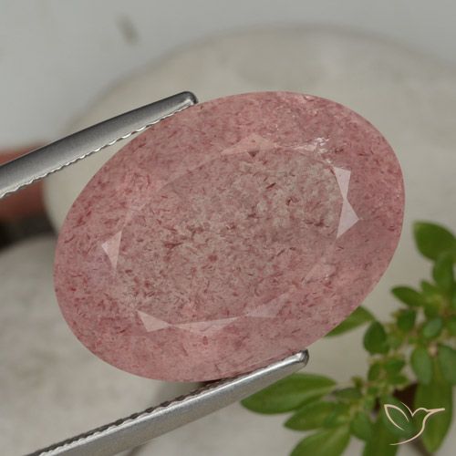 15.28ct Naturale Rosa intenso Quarzo Fragola, Ovale, Traslucido