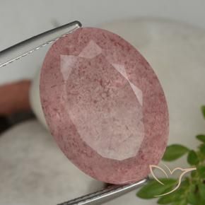 Quarzo fragola Rosa intenso naturale da 15.28 ct, Ovale, Traslucido