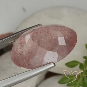 Quarzo fragola Rosa intenso naturale da 15.28 ct, Ovale, Traslucido