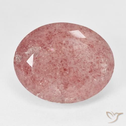 20.31ct Naturale Rosa medio Quarzo Fragola, Ovale, Traslucido