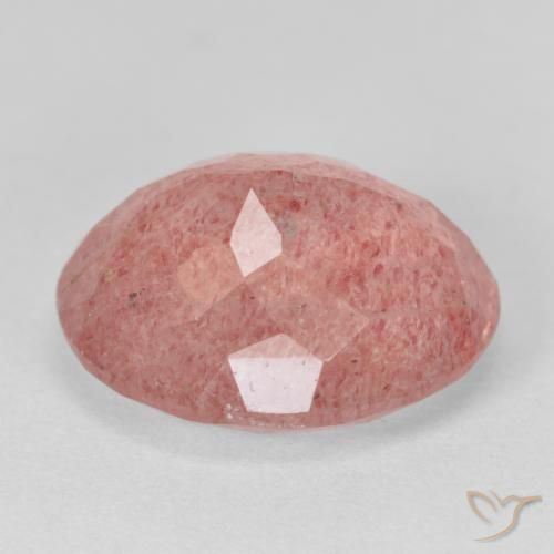 Quarzo fragola Rosa chiaro naturale da 8.41 ct, Ovale, Traslucido