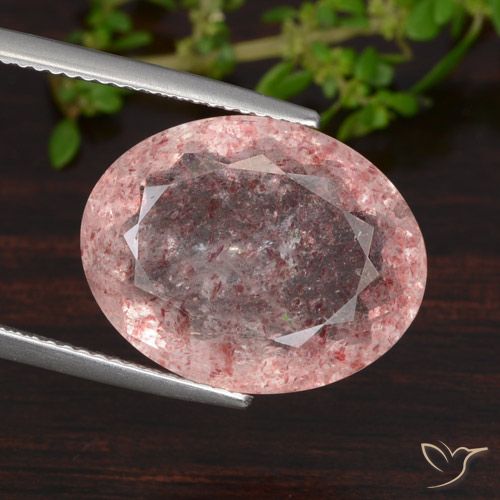 12.52ct Naturale Rosa intenso Quarzo Fragola, Ovale, Traslucido
