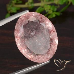 Quarzo fragola Rosa intenso naturale da 12.52 ct, Ovale, Traslucido