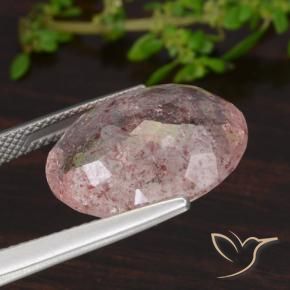 Quarzo fragola Rosa intenso naturale da 12.52 ct, Ovale, Traslucido