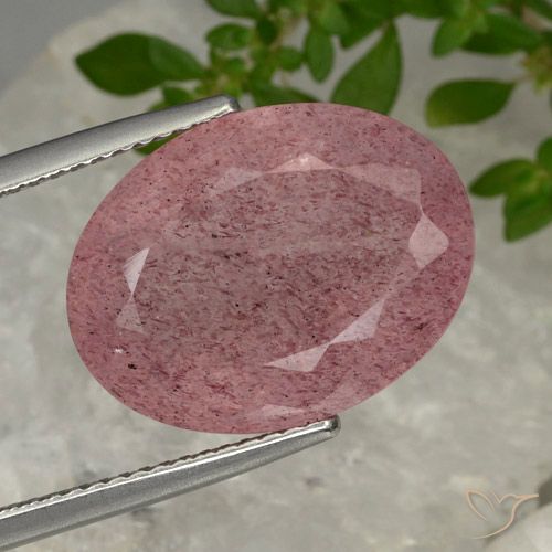 11.60ct Naturale Rosa medio Quarzo Fragola, Ovale, Traslucido