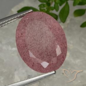 Quarzo fragola Rosa medio naturale da 11.60 ct, Ovale, Traslucido