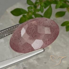 Quarzo fragola Rosa medio naturale da 11.60 ct, Ovale, Traslucido