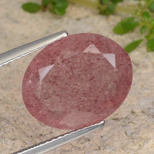 6.85ct Naturale Rosa medio Quarzo Fragola, Ovale, Traslucido