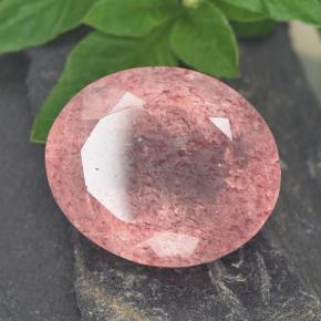 Quarzo fragola naturale rosa da 8,93 ct, taglio ovale, traslucido
