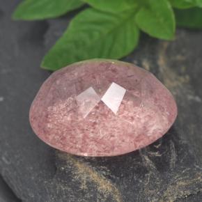 Quarzo fragola naturale rosa da 8,93 ct, taglio ovale, traslucido