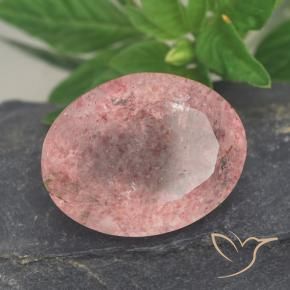 Quarzo fragola Rosa chiaro naturale da 9.00 ct, Ovale, Traslucido