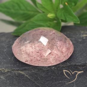 Quarzo fragola Rosa chiaro naturale da 9.00 ct, Ovale, Traslucido