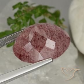Quarzo fragola Rosa rosa naturale da 13.88 ct, Ovale, Traslucido