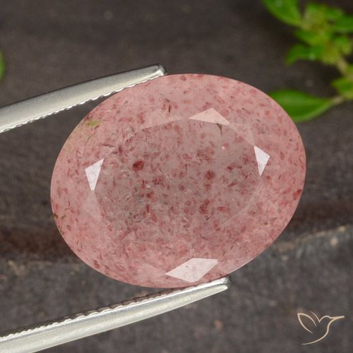 13.48ct Naturale Rosa arancio Quarzo Fragola, Ovale, Traslucido