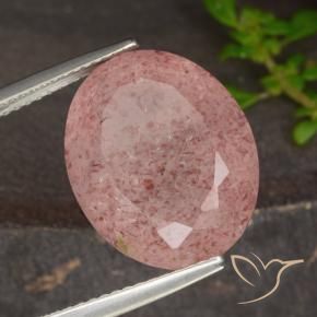 Quarzo fragola Rosa arancio naturale da 13.48 ct, Ovale, Traslucido