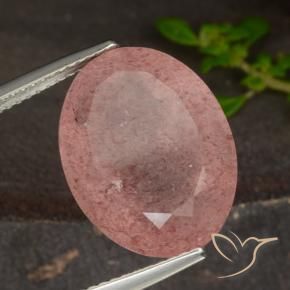 Quarzo fragola Rosa intenso naturale da 12.98 ct, Ovale, Traslucido