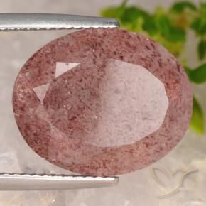 Quarzo fragola Rosa medio naturale da 10.20 ct, Ovale, Traslucido