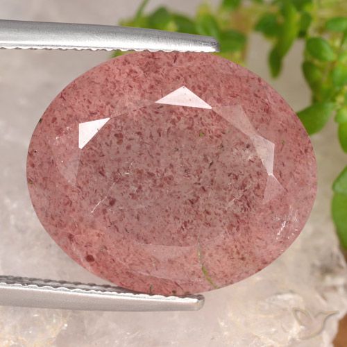 14.58ct Naturale Rosa arancio Quarzo Fragola, Ovale, Traslucido