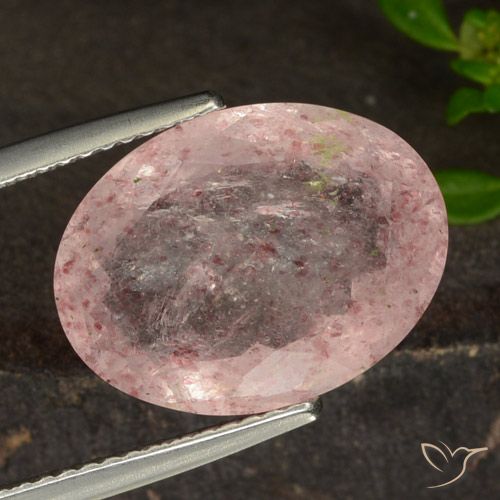 7.80ct Naturale Rosa chiaro Quarzo Fragola, Ovale, Traslucido