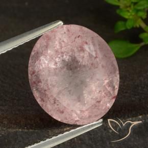 Quarzo fragola Rosa chiaro naturale da 7.37 ct, Ovale, Traslucido