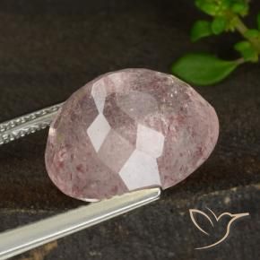 Quarzo fragola Rosa chiaro naturale da 7.37 ct, Ovale, Traslucido