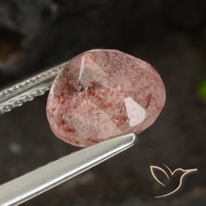 Quarzo fragola Rosa medio naturale da 2.11 ct, Rotondo, Traslucido