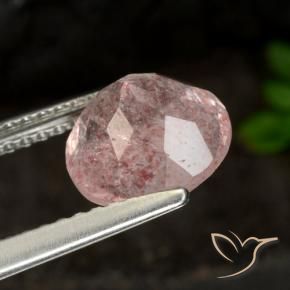 Quarzo fragola Rosa chiaro naturale da 1.84 ct, Rotondo, Traslucido