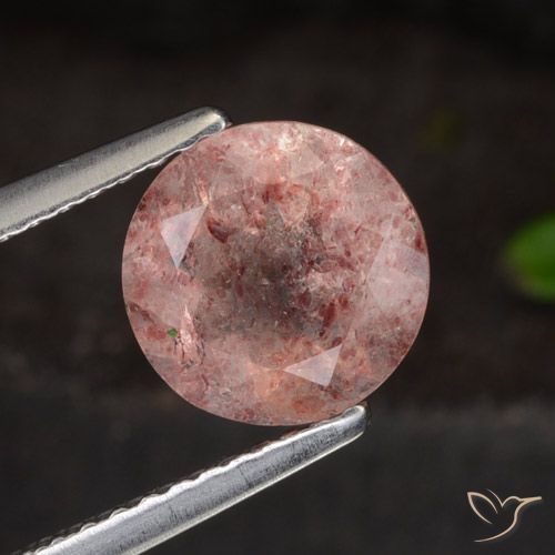 1.63ct Naturale Rosa scuro Quarzo Fragola, Rotondo, Traslucido