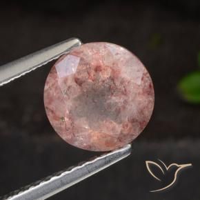Quarzo fragola Rosa scuro naturale da 1.63 ct, Rotondo, Traslucido