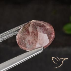 Quarzo fragola Rosa scuro naturale da 1.63 ct, Rotondo, Traslucido