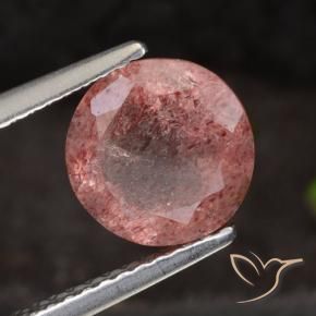 Quarzo fragola Rosa scuro naturale da 1.98 ct, Rotondo, Traslucido