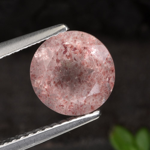 Quarzo fragola naturale rosa da 1,90 ct, taglio rotondo, traslucido
