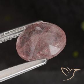 Quarzo fragola Rosa medio naturale da 1.67 ct, Rotondo, Traslucido
