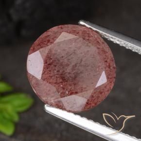 Quarzo fragola Rosa intenso rosa naturale da 4.67 ct, Rotondo, Traslucido