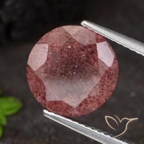 Quarzo fragola Rosa scuro naturale da 4.88 ct, Rotondo, Traslucido