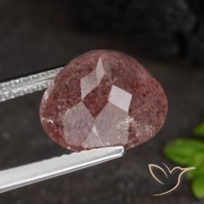 Quarzo fragola Rosa scuro naturale da 4.88 ct, Rotondo, Traslucido