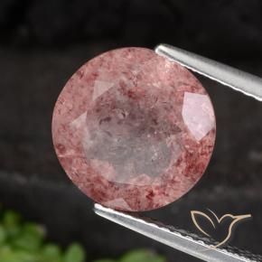 Quarzo fragola Rosa chiaro gomma da masticare naturale da 4.42 ct, Rotondo, Traslucido