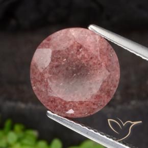 Quarzo fragola Rosa rosa naturale da 4.89 ct, Rotondo, Traslucido