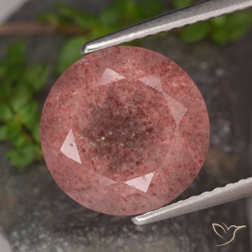 4.73ct Naturale Rosa intenso rosa Quarzo Fragola, Rotondo, Traslucido