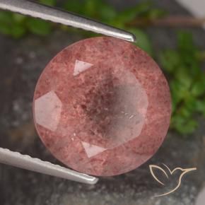 Quarzo fragola Rosa intenso rosa naturale da 4.73 ct, Rotondo, Traslucido
