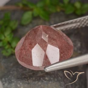 Quarzo fragola Rosa intenso rosa naturale da 4.73 ct, Rotondo, Traslucido