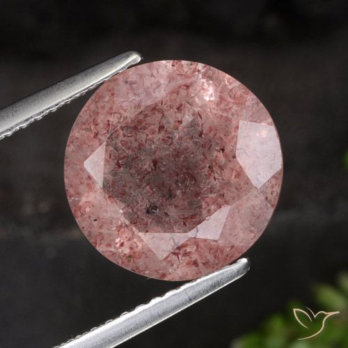 4.28ct Naturale Rosa scuro Quarzo Fragola, Rotondo, Traslucido